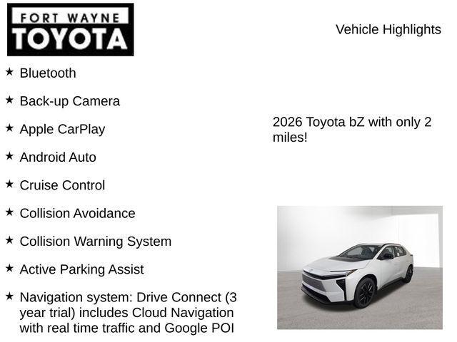 new 2026 Toyota bZ car, priced at $40,751