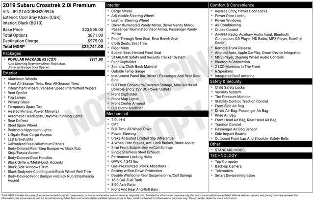 used 2019 Subaru Crosstrek car, priced at $16,216