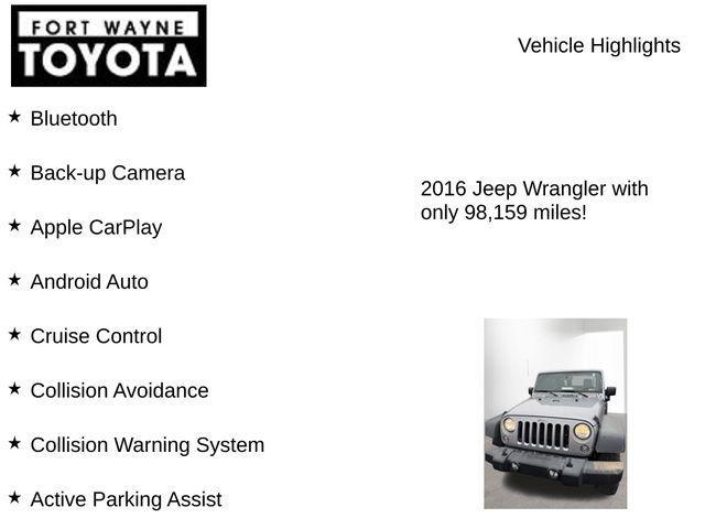 used 2016 Jeep Wrangler car, priced at $15,273