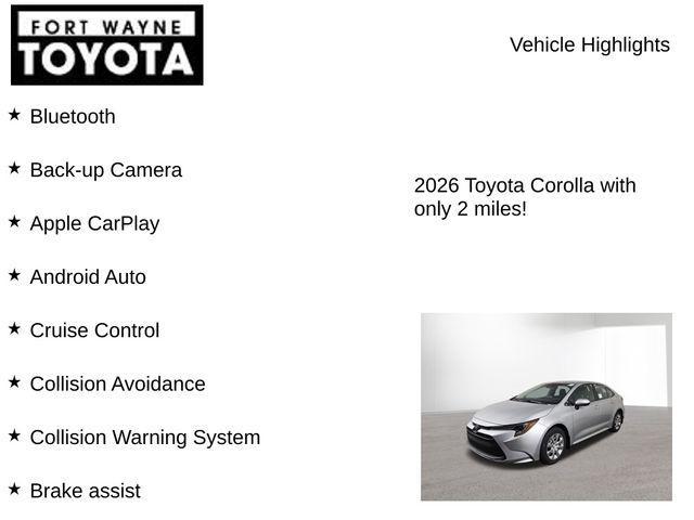 new 2026 Toyota Corolla car, priced at $22,989