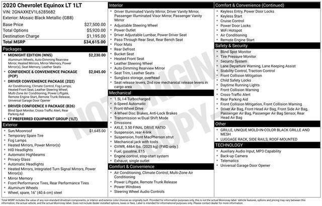 used 2020 Chevrolet Equinox car, priced at $14,934