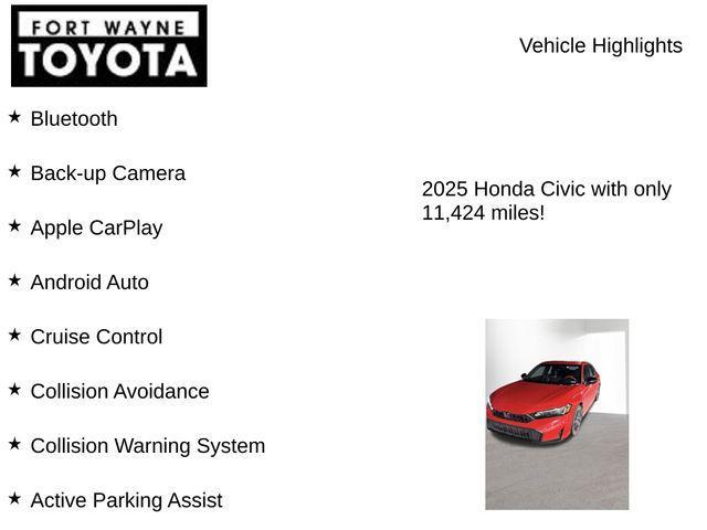 used 2025 Honda Civic car, priced at $24,724