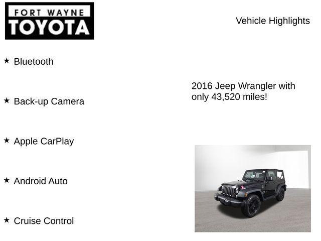 used 2016 Jeep Wrangler car, priced at $19,450