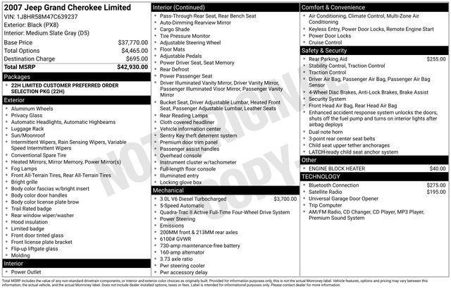 used 2007 Jeep Grand Cherokee car, priced at $7,019