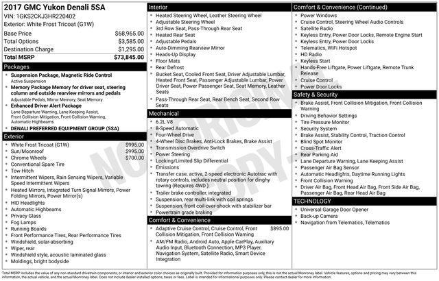 used 2017 GMC Yukon car, priced at $26,823