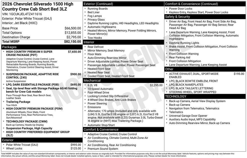 new 2026 Chevrolet Silverado 1500 car, priced at $73,570