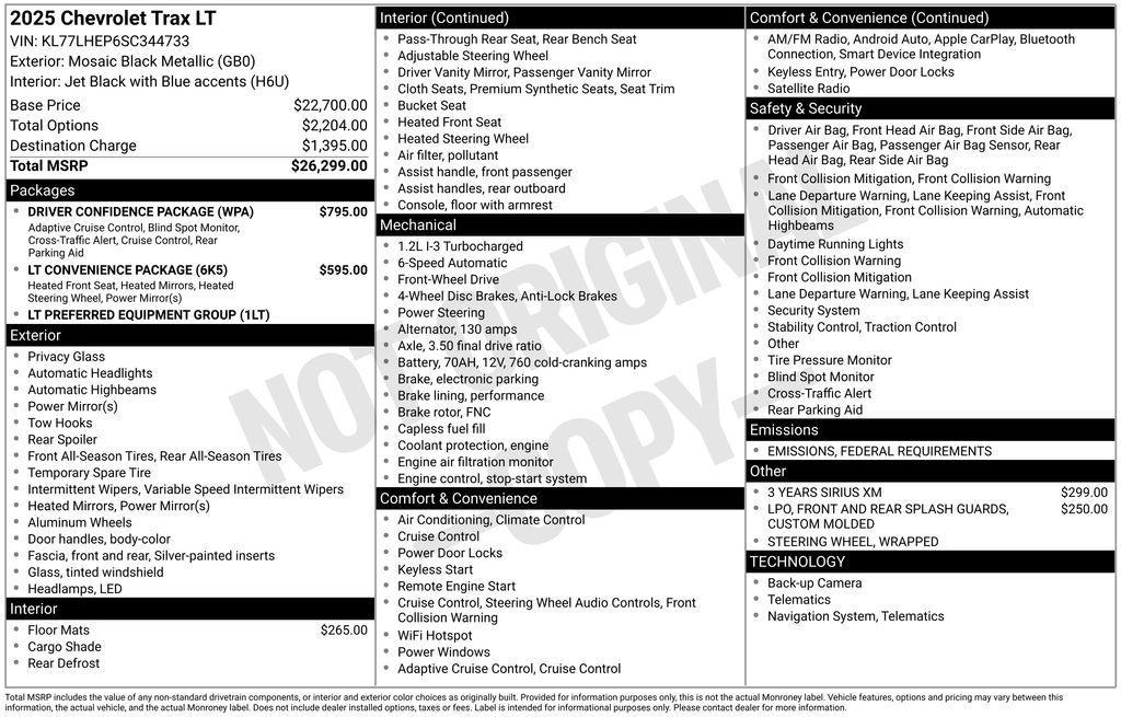 new 2025 Chevrolet Trax car, priced at $23,432