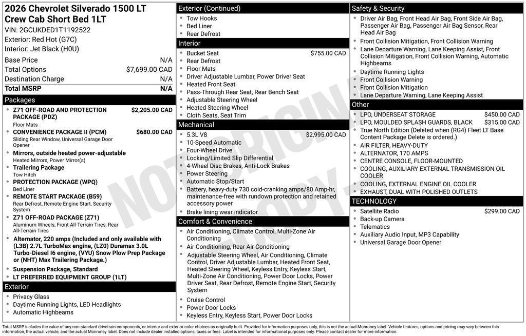 new 2026 Chevrolet Silverado 1500 car, priced at $54,289
