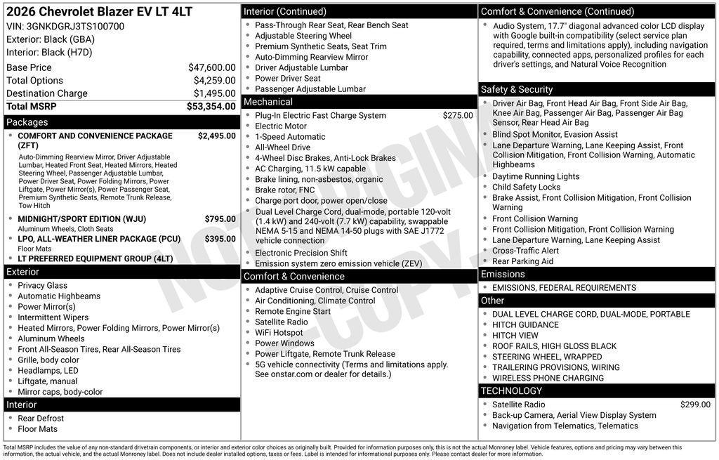 new 2026 Chevrolet Blazer EV car, priced at $47,839