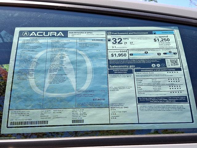 new 2026 Acura Integra car, priced at $38,644