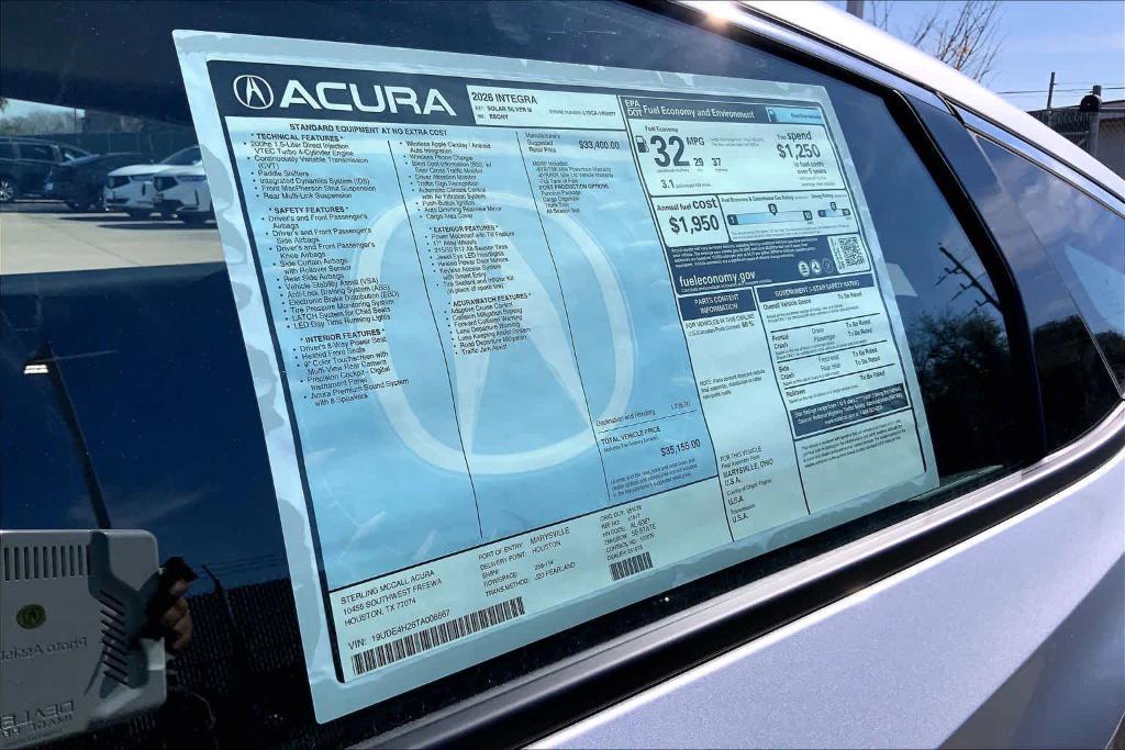 new 2026 Acura Integra car, priced at $35,155