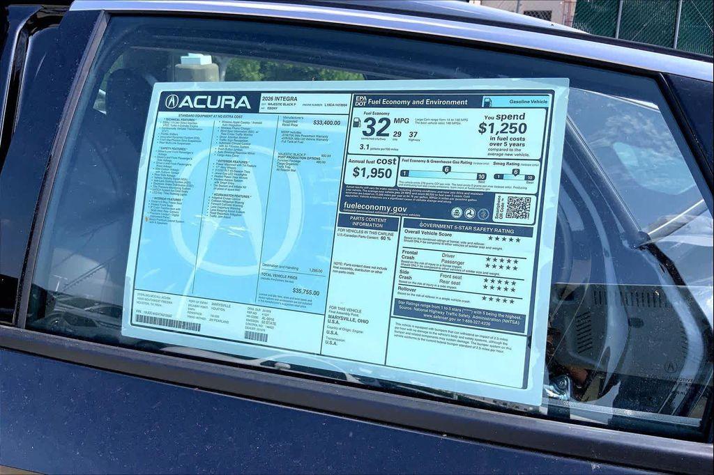 new 2026 Acura Integra car, priced at $35,980