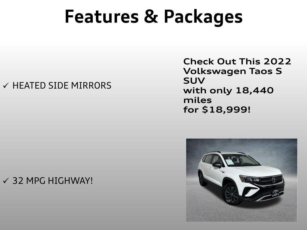 used 2022 Volkswagen Taos car, priced at $18,999