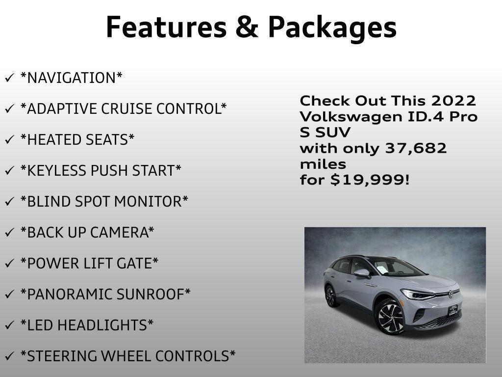 used 2022 Volkswagen ID.4 car, priced at $19,999