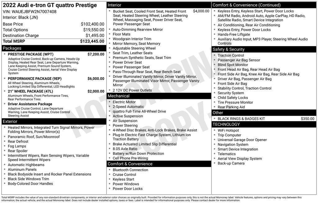 used 2022 Audi e-tron GT car, priced at $48,999