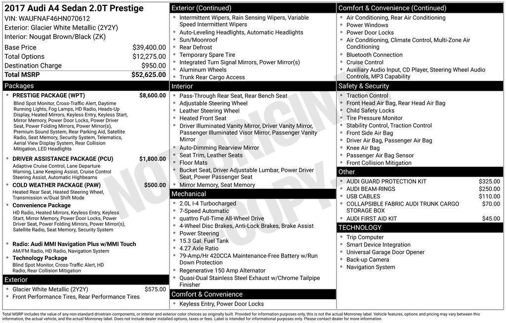 used 2017 Audi A4 car, priced at $20,999