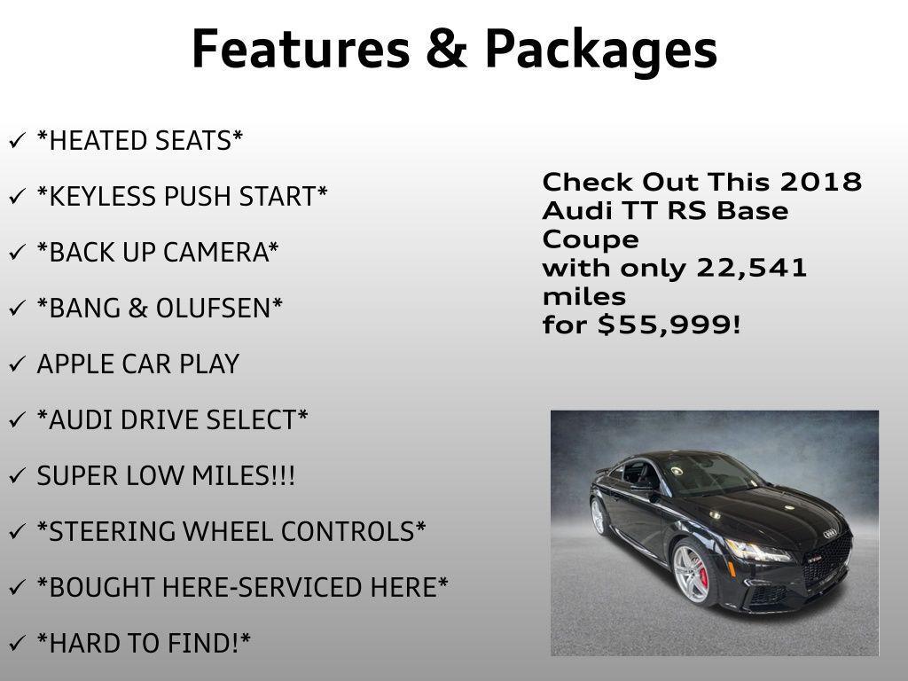 used 2018 Audi TT RS car, priced at $55,999