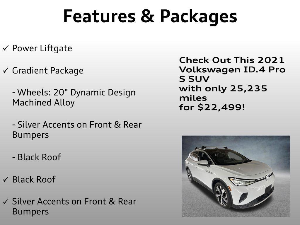 used 2021 Volkswagen ID.4 car, priced at $22,499