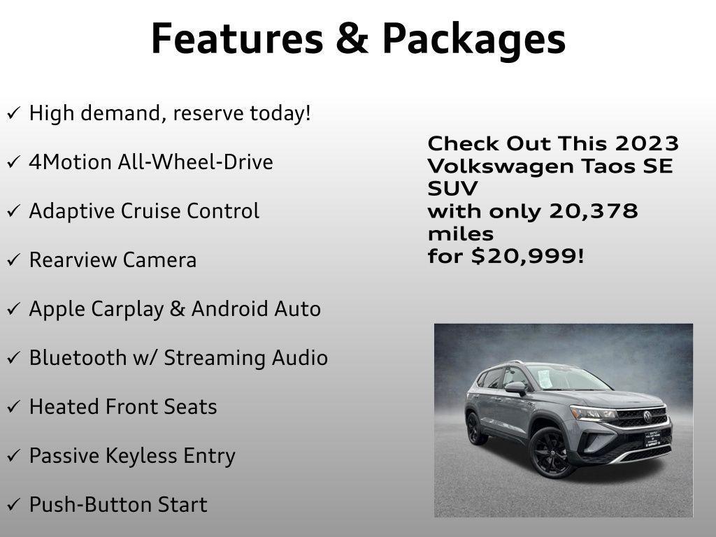 used 2023 Volkswagen Taos car, priced at $20,999