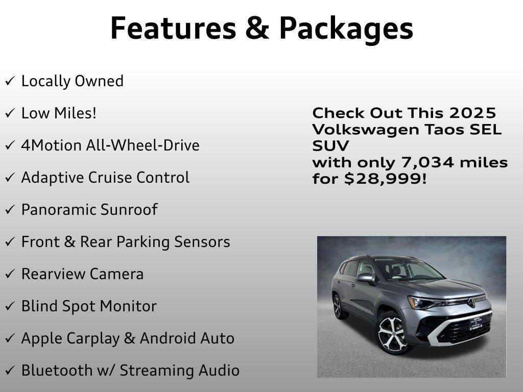 used 2025 Volkswagen Taos car, priced at $28,999