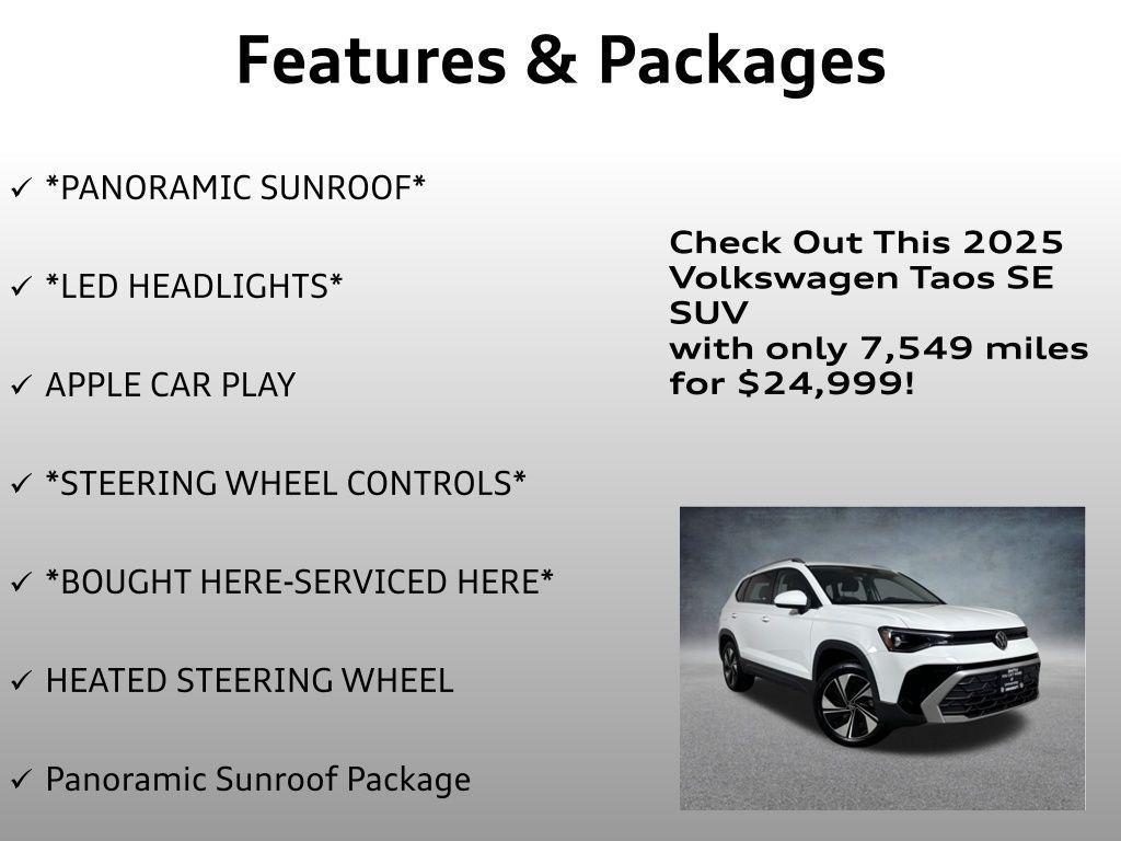 used 2025 Volkswagen Taos car, priced at $24,999