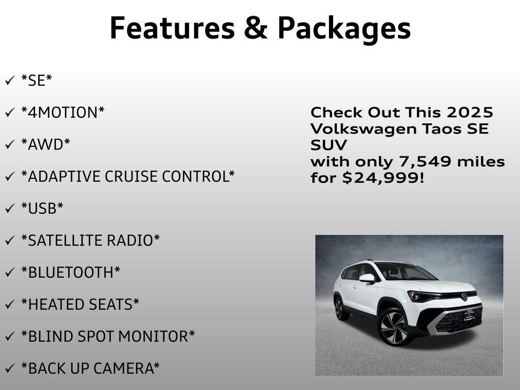 used 2025 Volkswagen Taos car, priced at $24,999