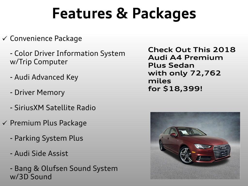 used 2018 Audi A4 car, priced at $18,399
