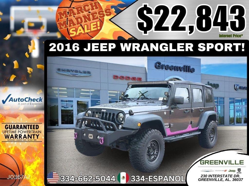 used 2016 Jeep Wrangler Unlimited car, priced at $22,843