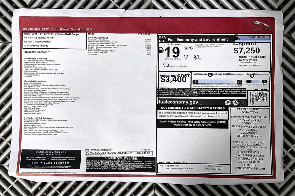 new 2024 Jaguar F-TYPE car, priced at $89,738