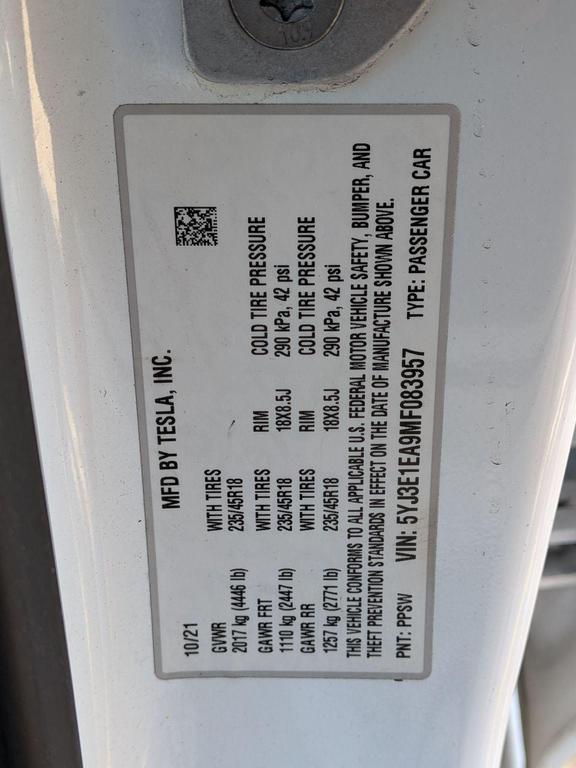 used 2021 Tesla Model 3 car, priced at $20,998