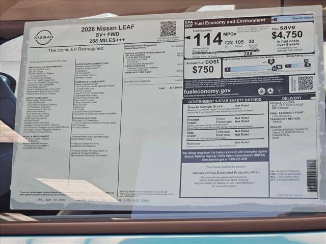 new 2026 Nissan Leaf car, priced at $37,290