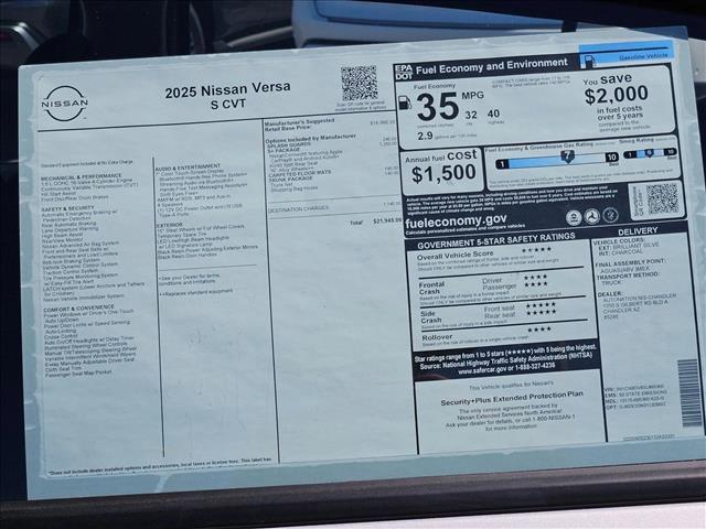 new 2025 Nissan Versa car, priced at $18,645