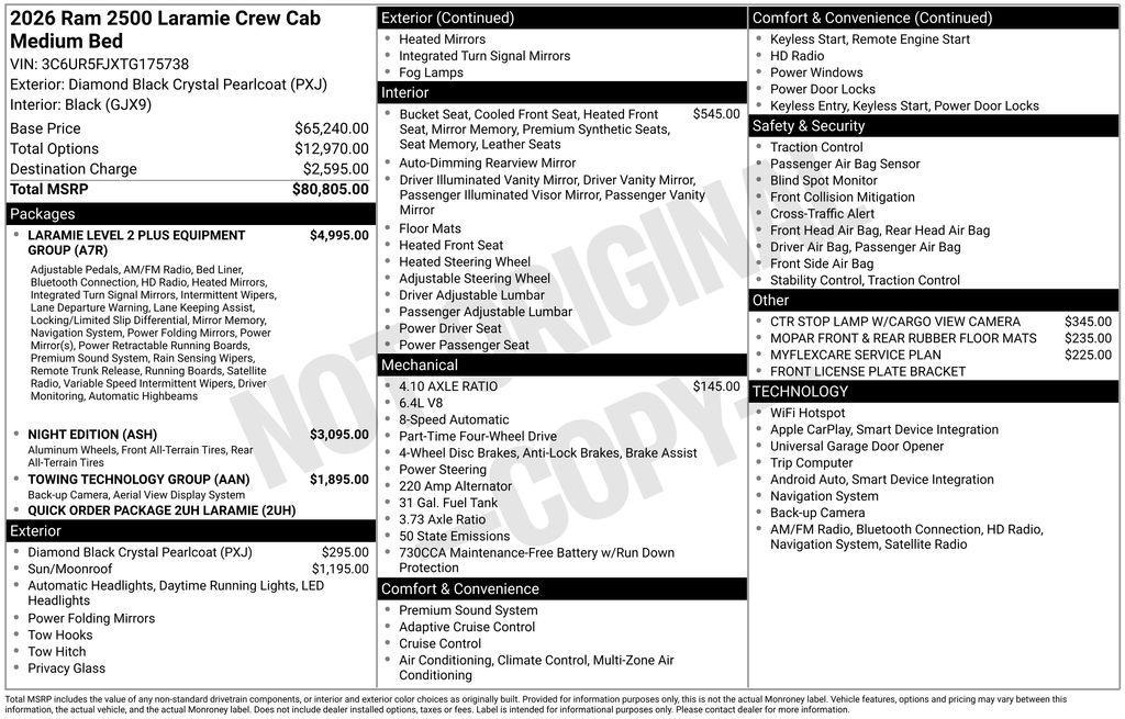 new 2026 Ram 2500 car, priced at $73,134
