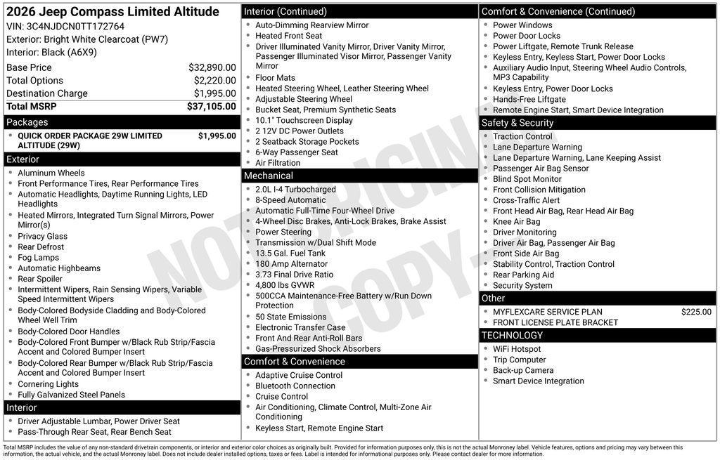 new 2026 Jeep Compass car, priced at $35,605