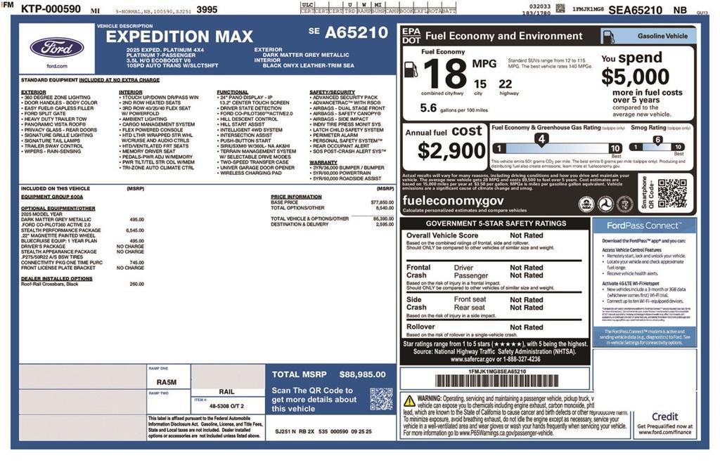 new 2025 Ford Expedition Max car, priced at $88,985
