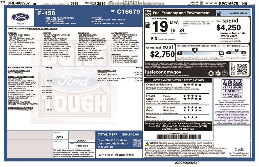 new 2025 Ford F-150 car, priced at $80,740