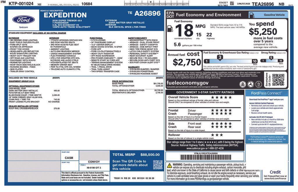 new 2026 Ford Expedition car, priced at $88,780