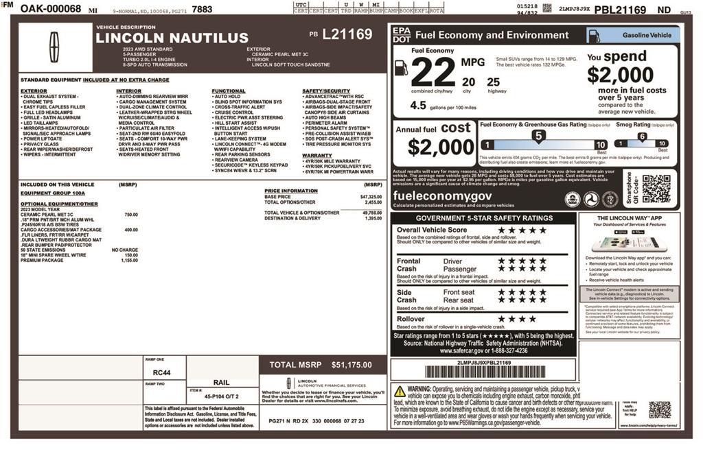 used 2023 Lincoln Nautilus car, priced at $30,486