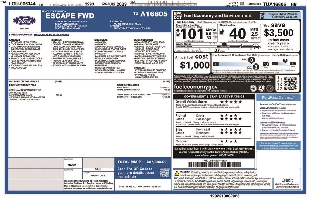 new 2026 Ford Escape car, priced at $37,390