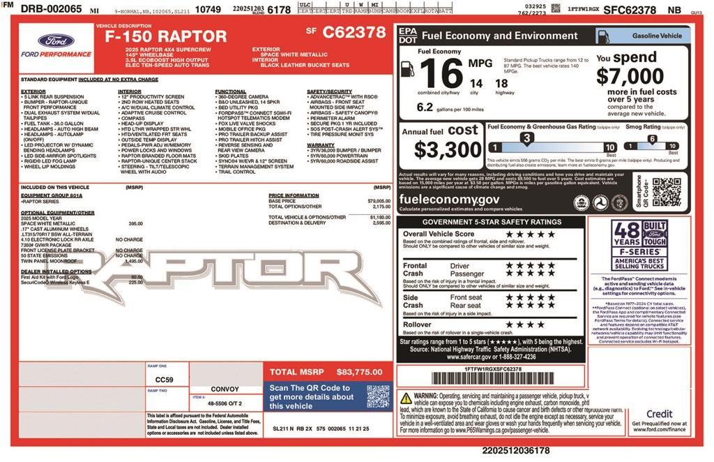 new 2025 Ford F-150 car, priced at $83,775