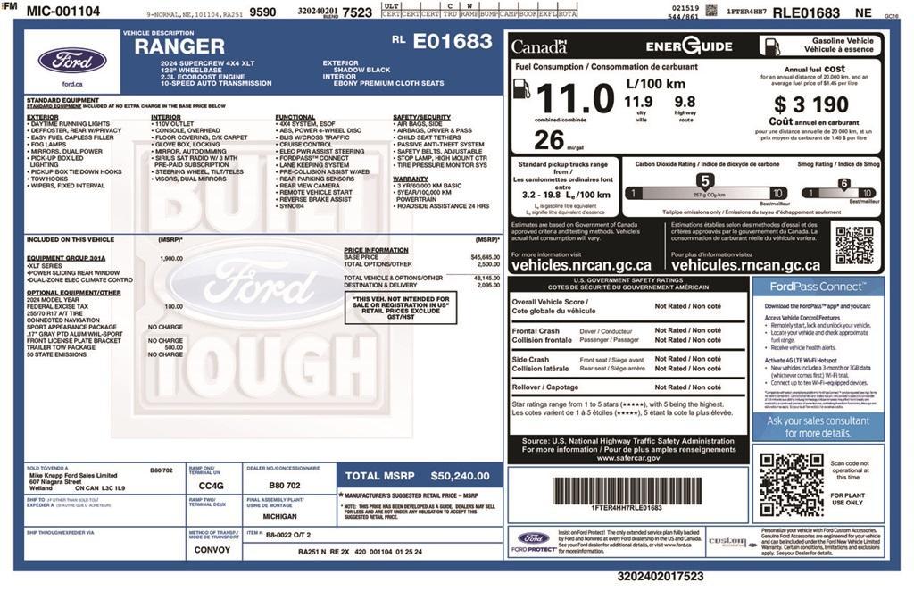 used 2024 Ford Ranger car, priced at $34,987