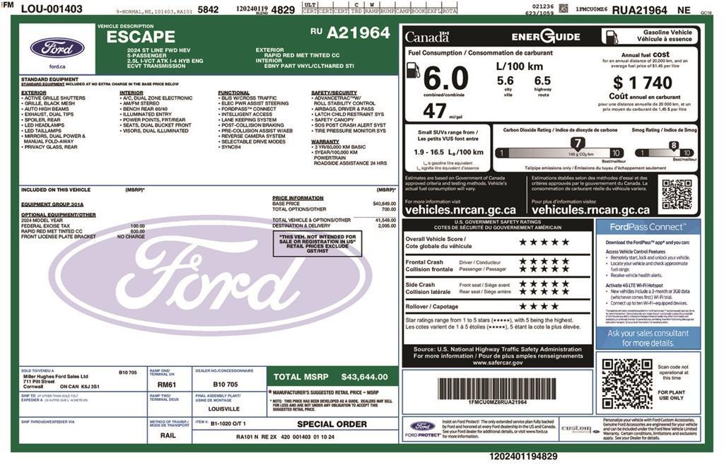 used 2024 Ford Escape car, priced at $24,401