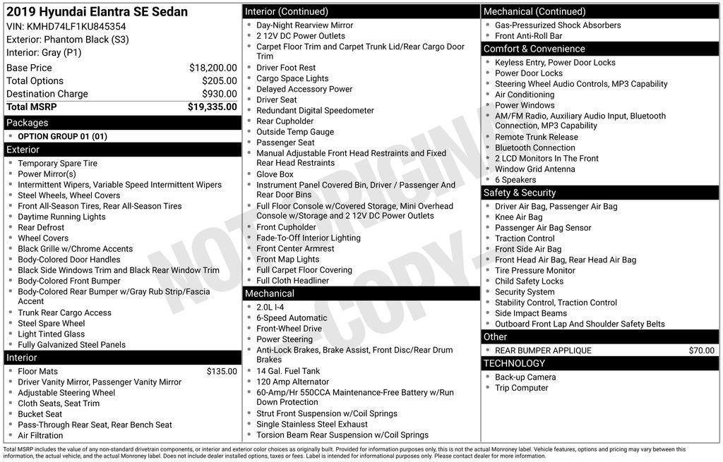 used 2019 Hyundai Elantra car, priced at $7,600