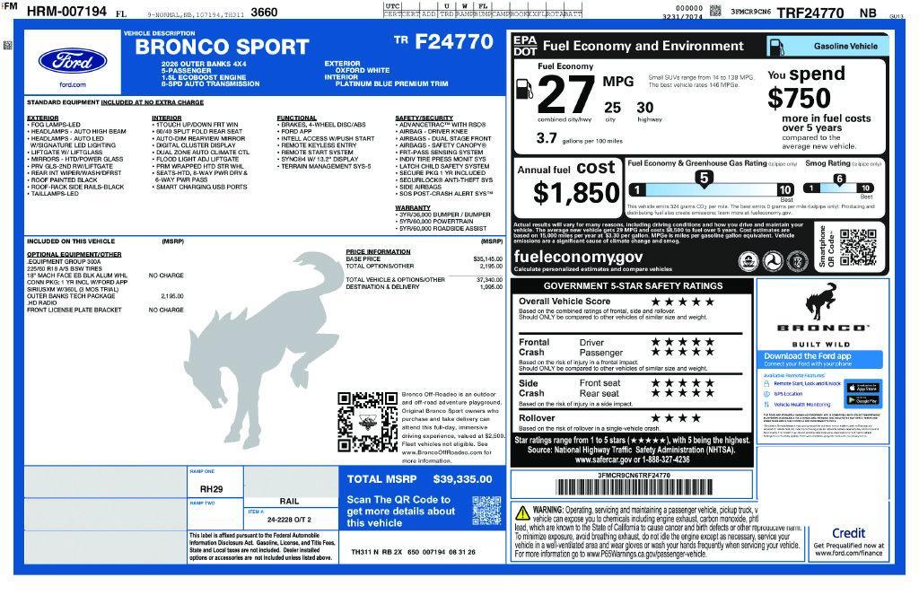 new 2026 Ford Bronco Sport car, priced at $34,743
