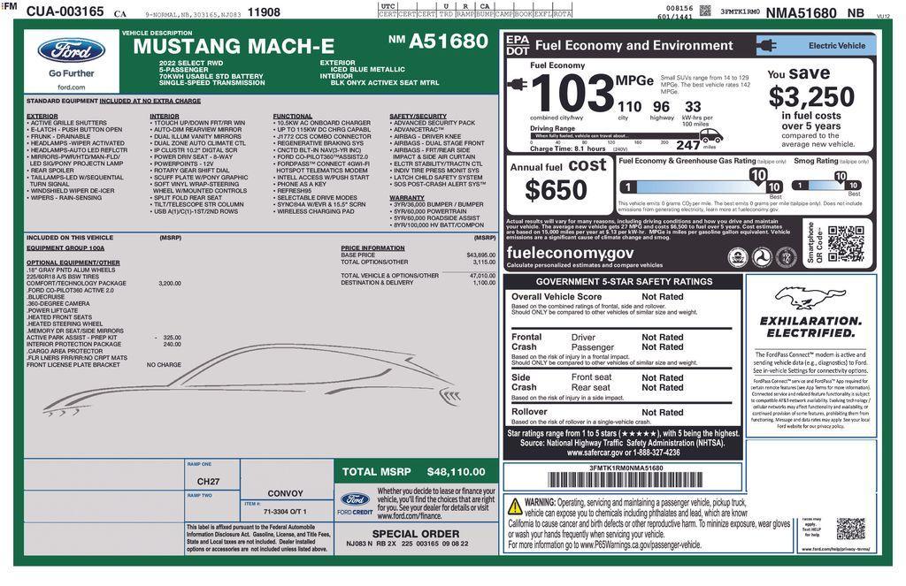 used 2022 Ford Mustang Mach-E car, priced at $25,500