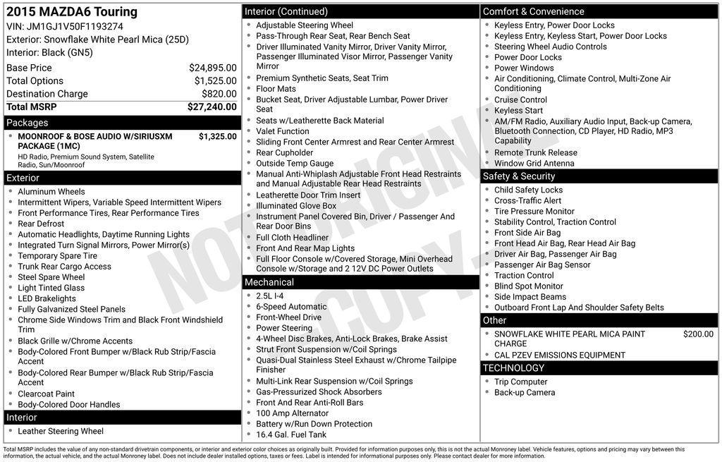 used 2015 Mazda Mazda6 car, priced at $10,000