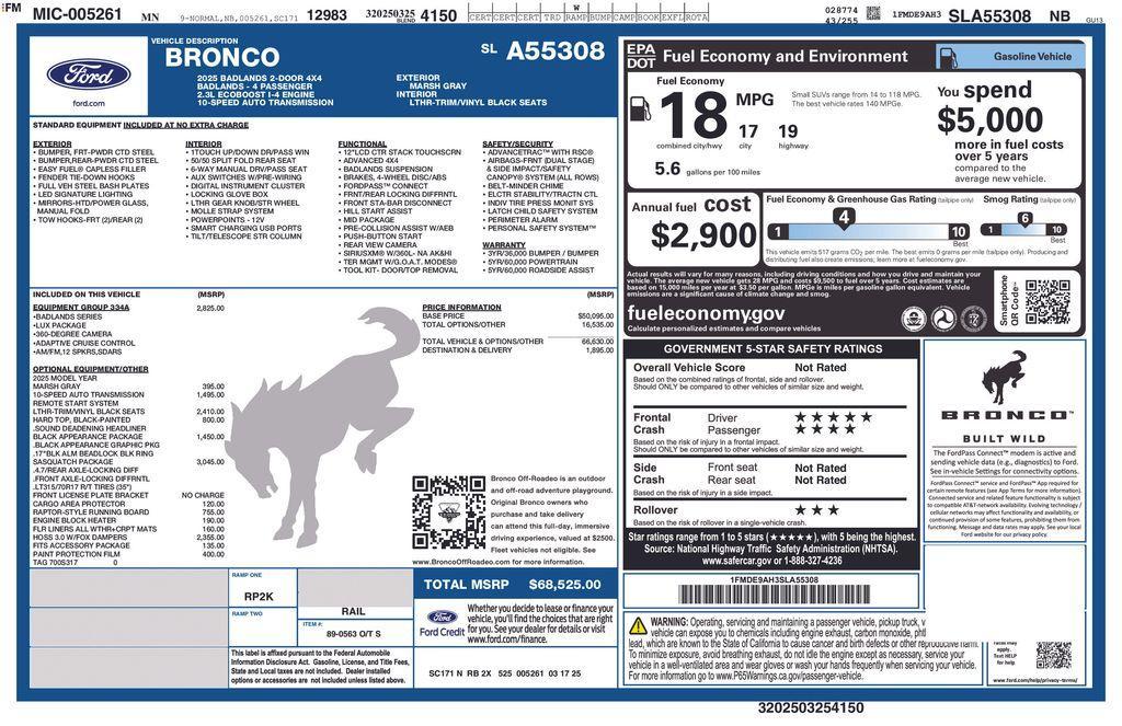 used 2025 Ford Bronco car, priced at $51,500