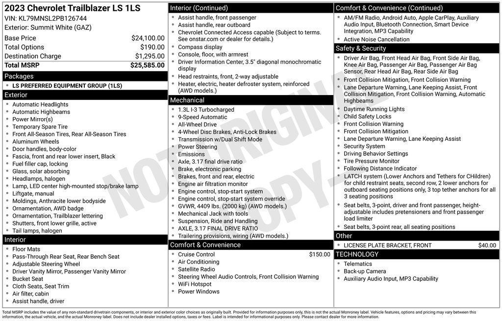 used 2023 Chevrolet TrailBlazer car, priced at $22,503