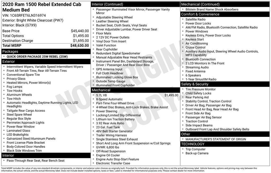 used 2020 Ram 1500 car, priced at $24,418