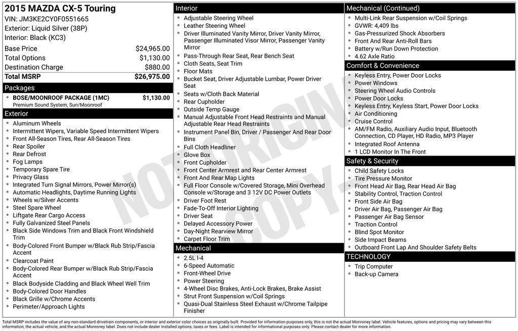 used 2015 Mazda CX-5 car, priced at $13,077